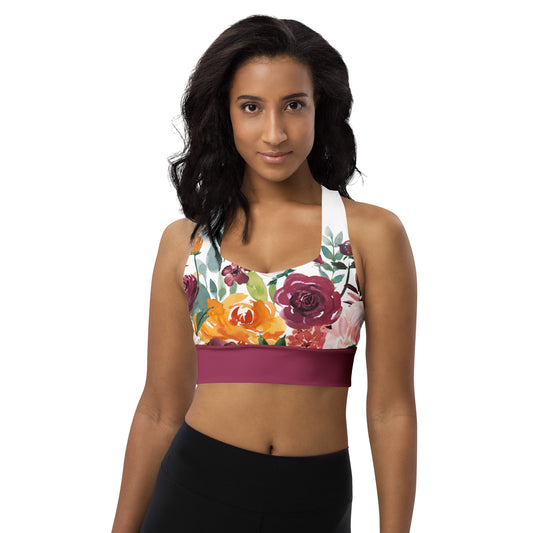 Longline Sports Bra | Watercolor Rose