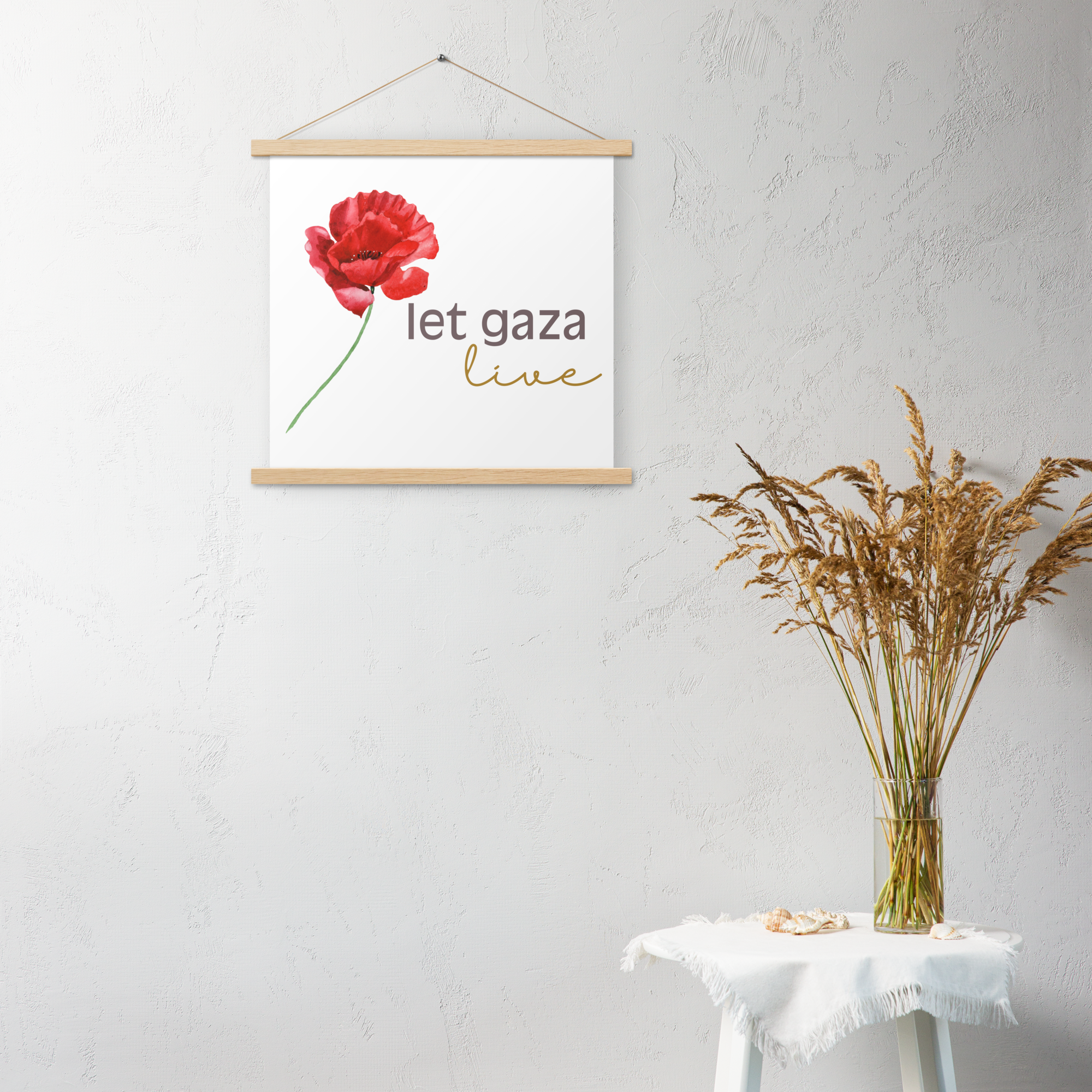 Let Gaza Live | Hanging Poster With Oak Frame
