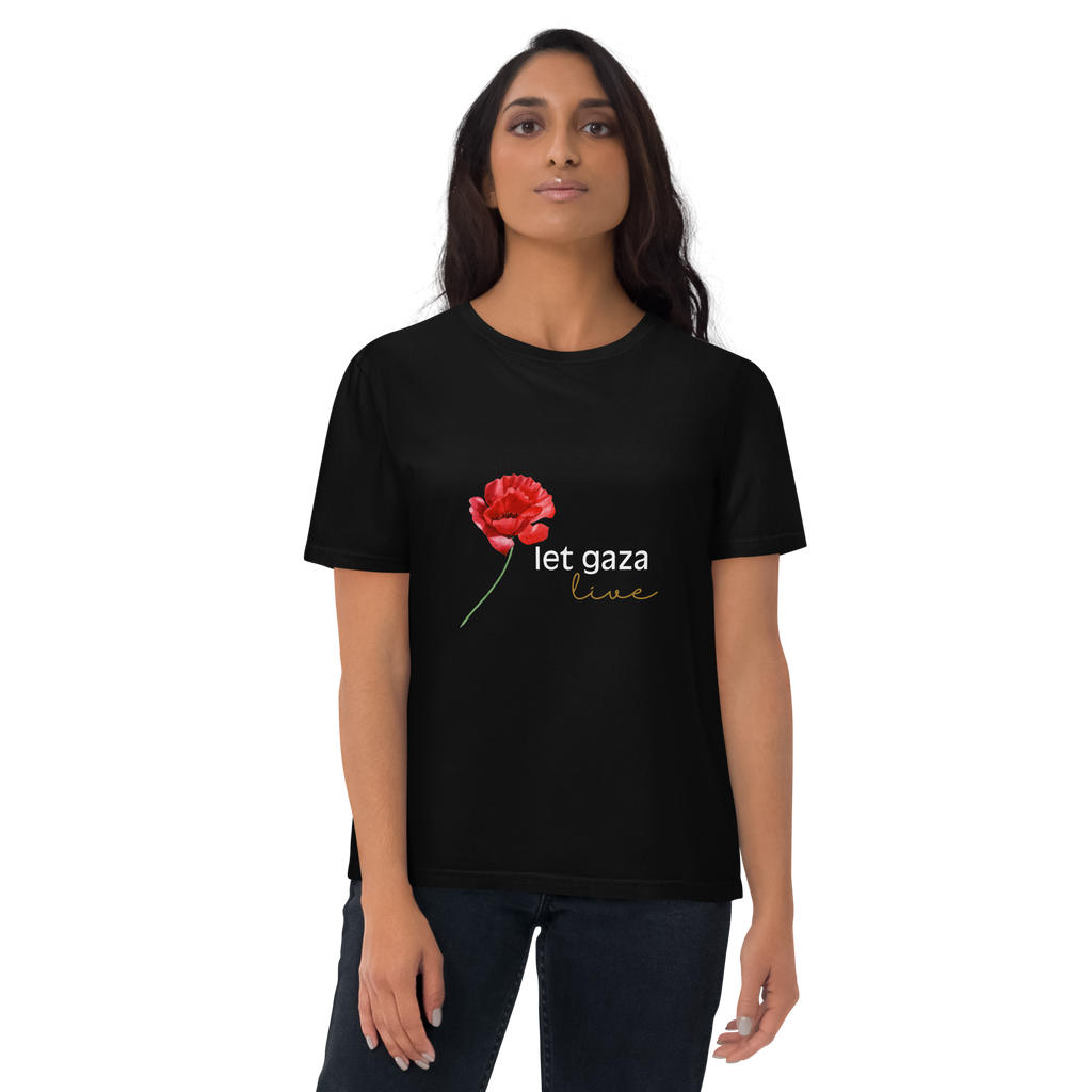 Let Gaza Live | Organic Cotton T-Shirt - Black, Sizes Small-5XL