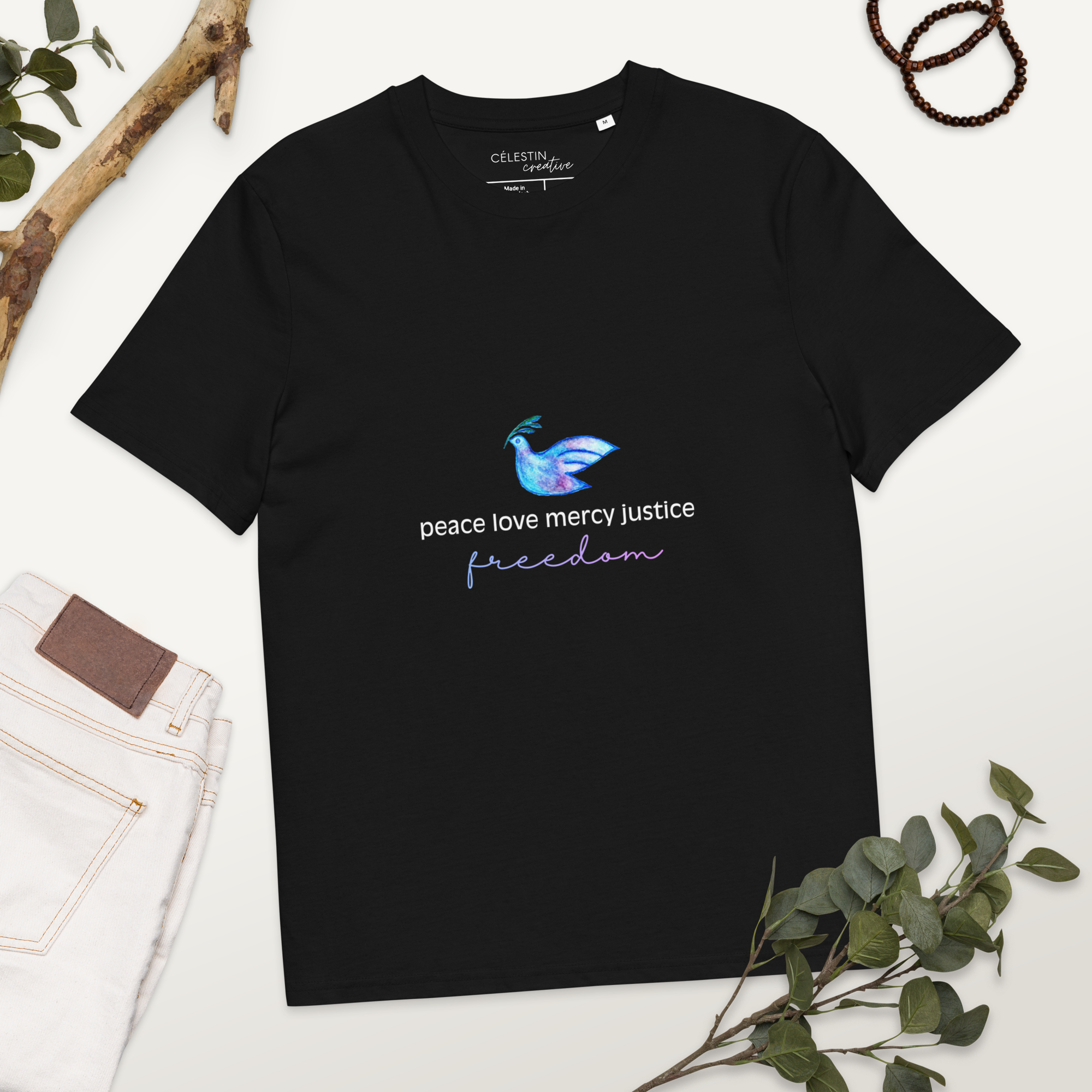 Five Values | Organic Cotton T-Shirt - Black, Sizes Small-5XL