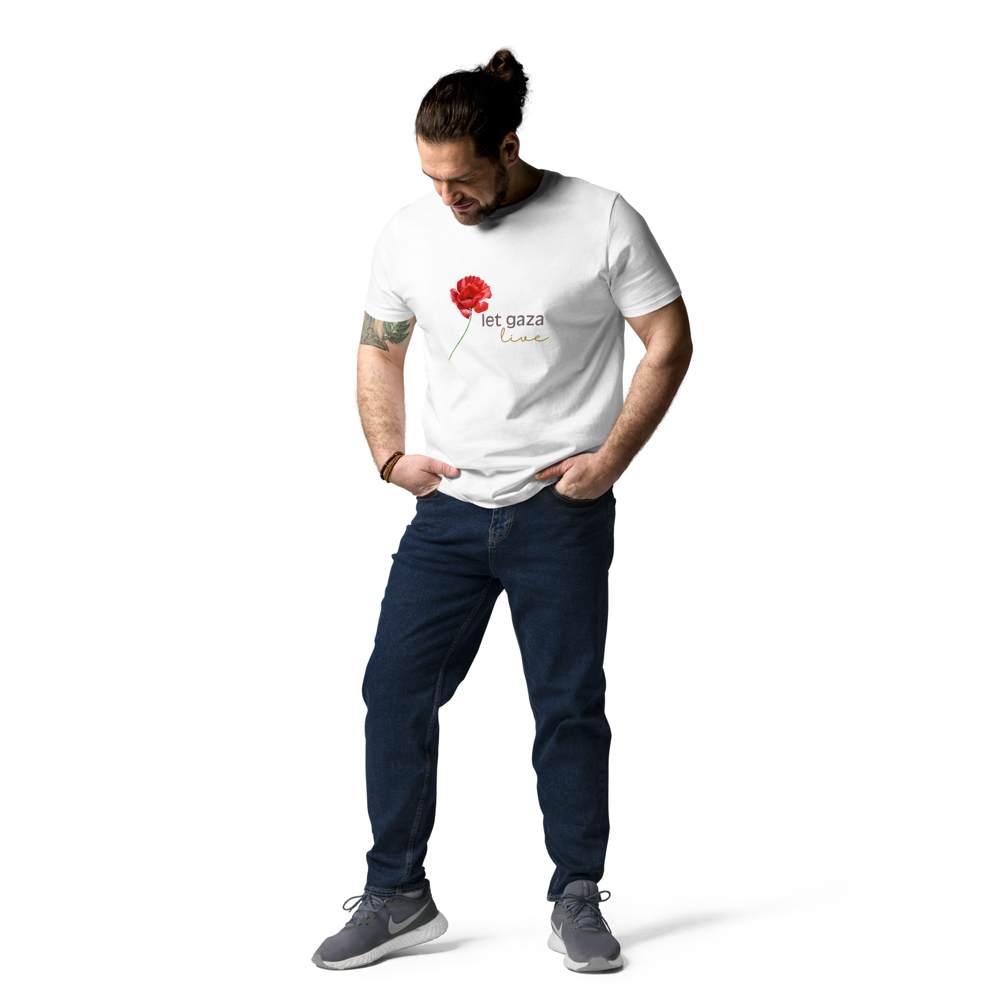 Let Gaza Live | Organic Cotton T-Shirt - White, Sizes Small-5XL