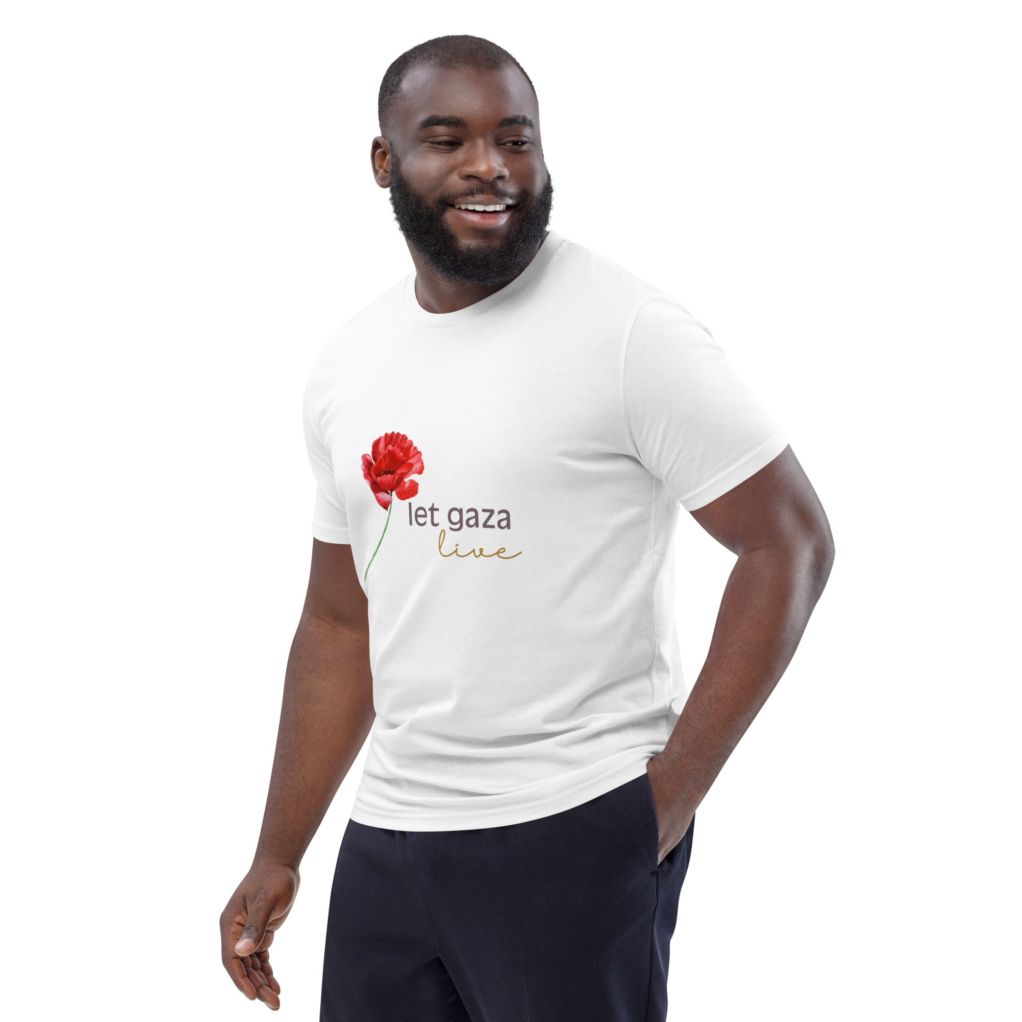 Let Gaza Live | Organic Cotton T-Shirt - White, Sizes Small-5XL