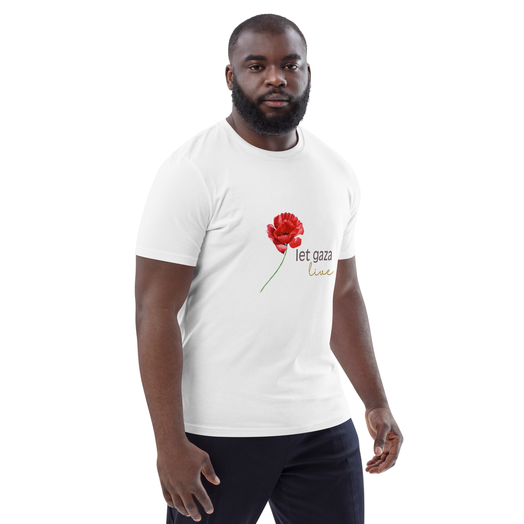 Let Gaza Live | Organic Cotton T-Shirt - White, Sizes Small-5XL