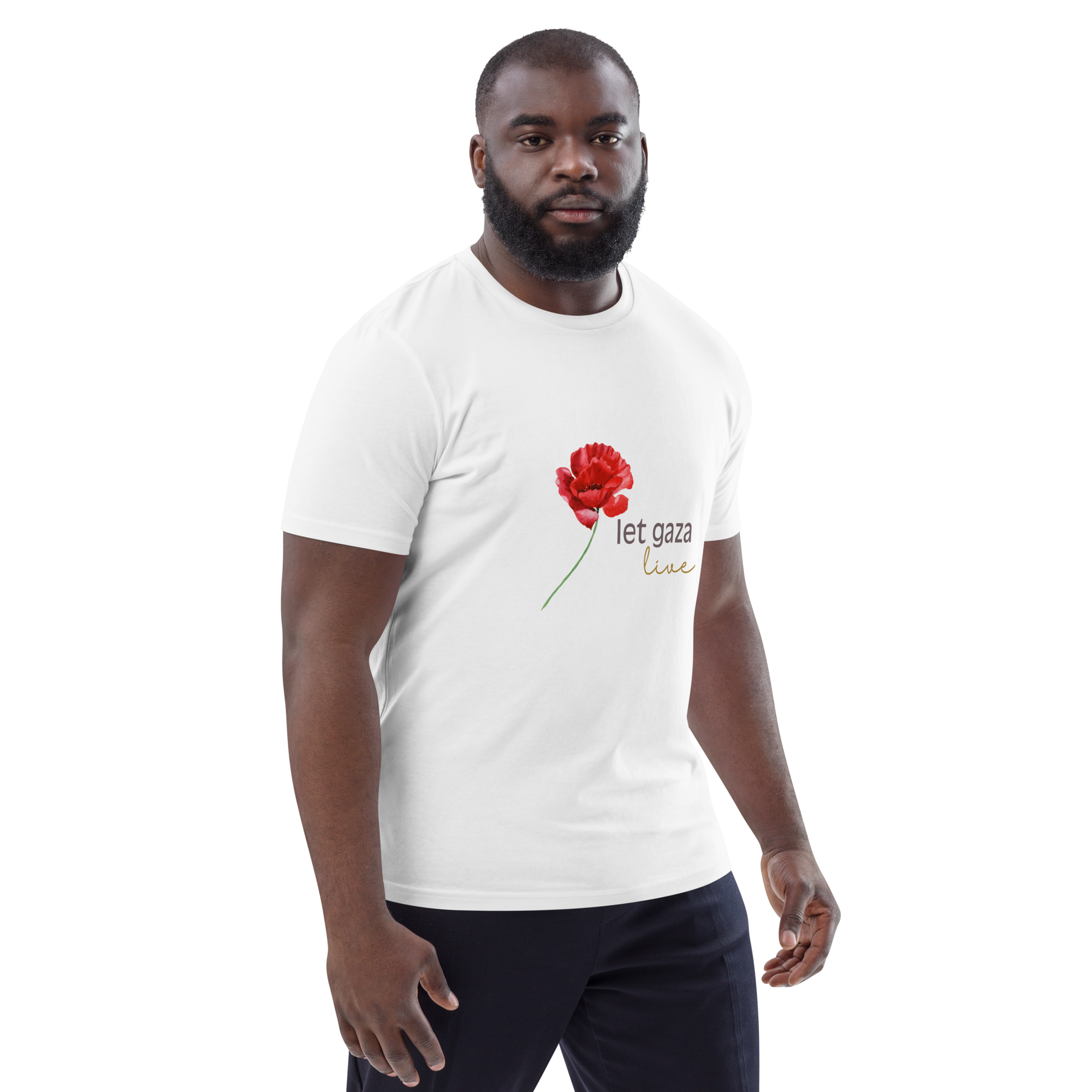 Let Gaza Live | Organic Cotton T-Shirt - White, Sizes Small-5XL