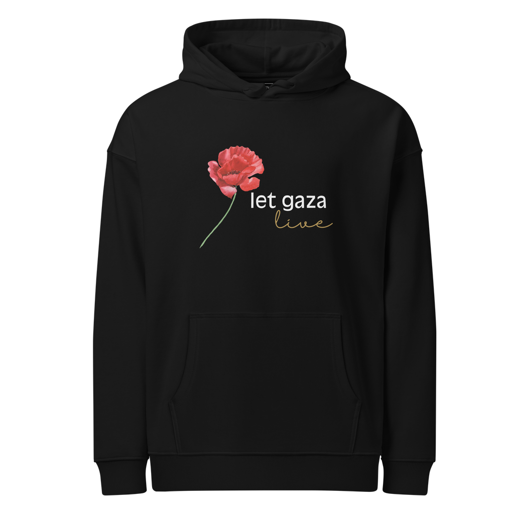 Let Gaza Live | Organic Relaxed Hoodie - Dark, Sizes Small-2XL