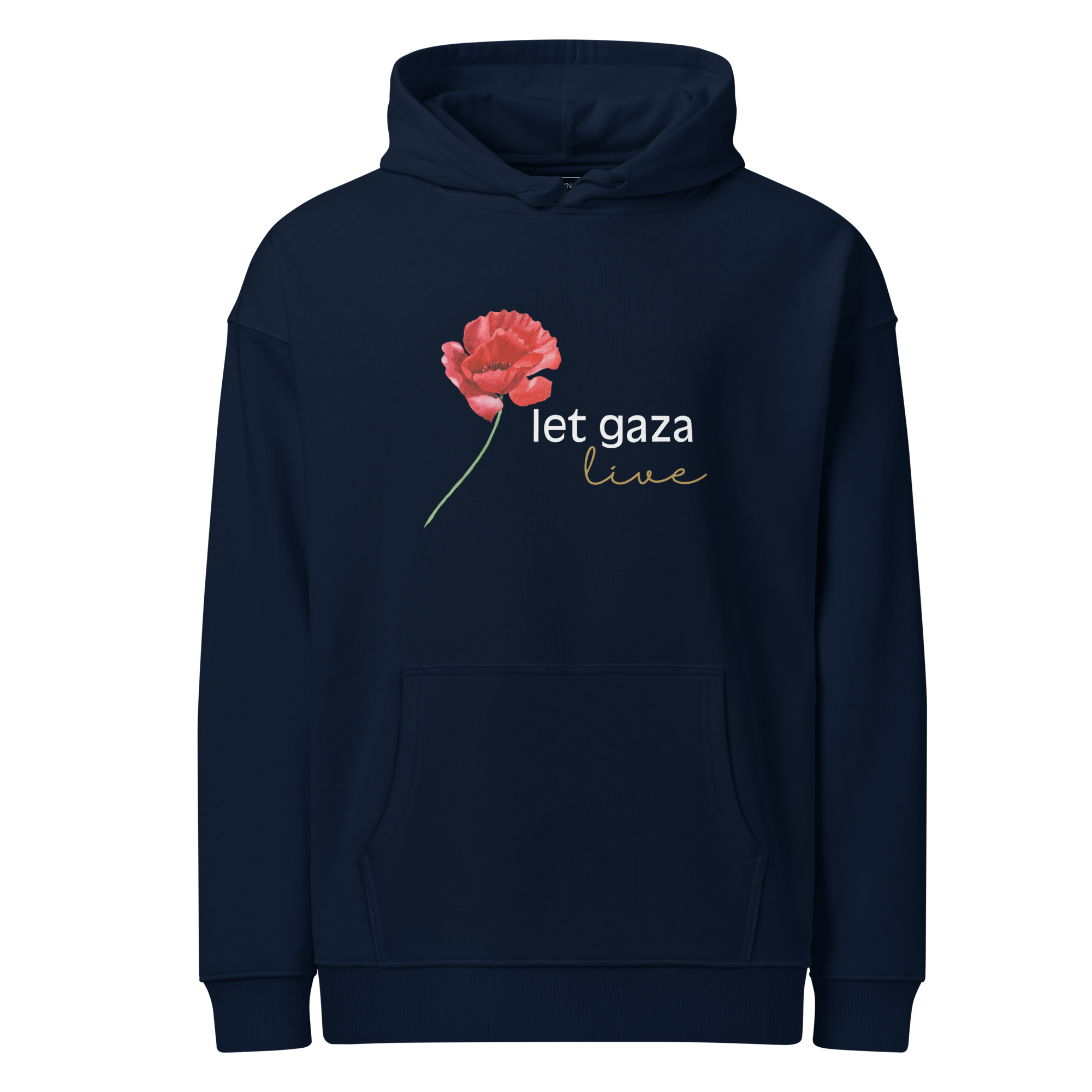 Let Gaza Live | Organic Relaxed Hoodie - Dark, Sizes Small-2XL