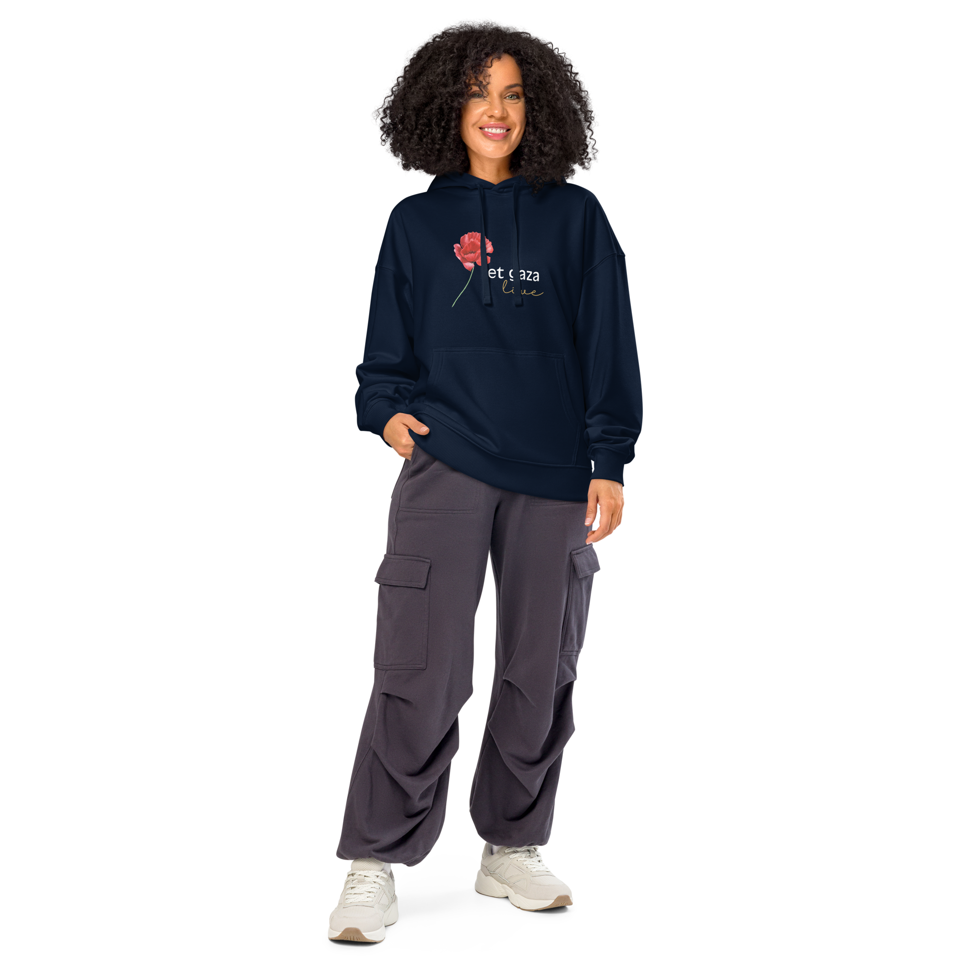 Let Gaza Live | Organic Relaxed Hoodie - Dark, Sizes Small-2XL