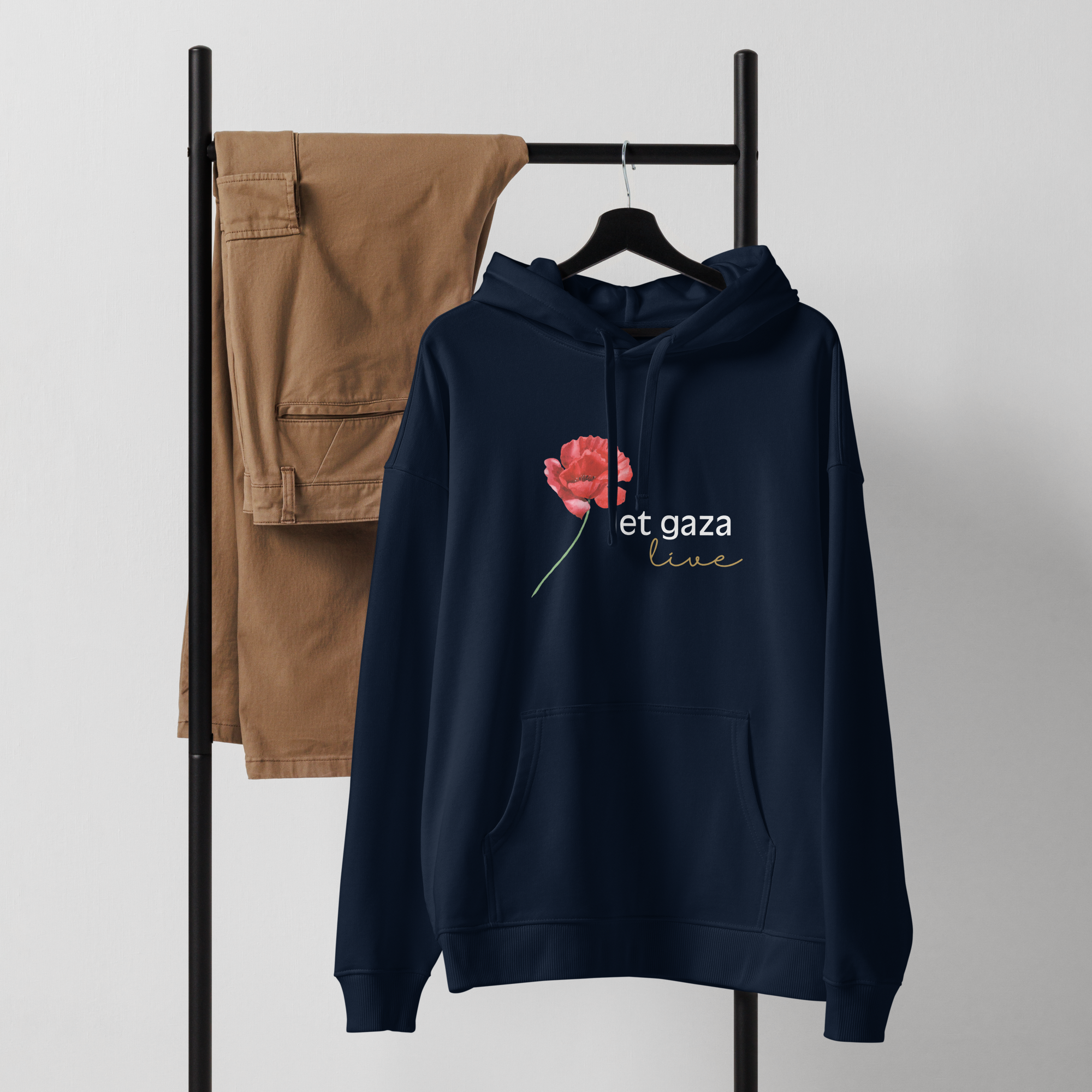 Let Gaza Live | Organic Relaxed Hoodie - Dark, Sizes Small-2XL