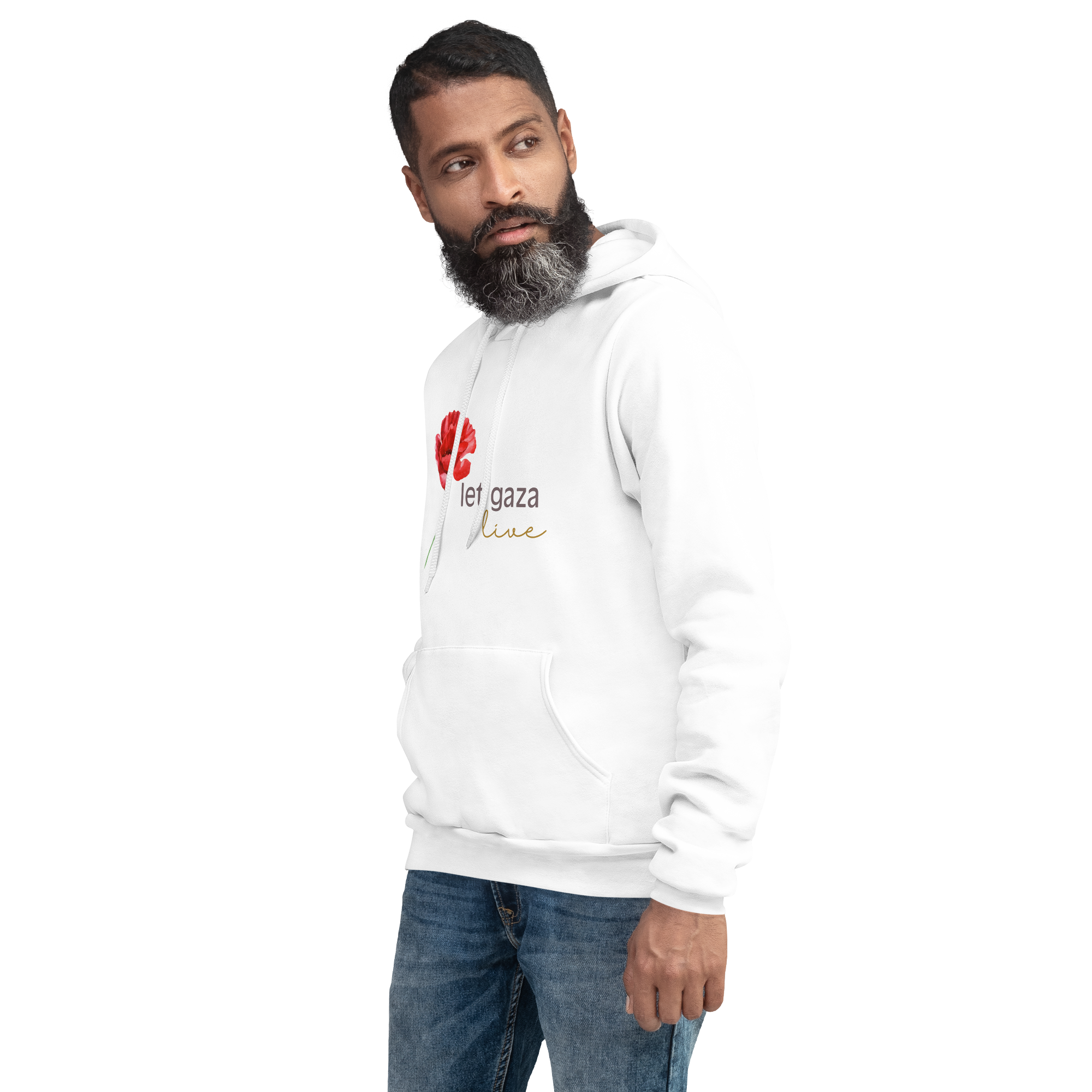 Let Gaza Live | Extra Soft Lightweight Hoodie - White, Sizes Small-2XL