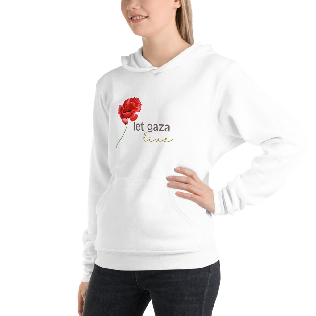 Let Gaza Live | Extra Soft Lightweight Hoodie - White, Sizes Small-2XL