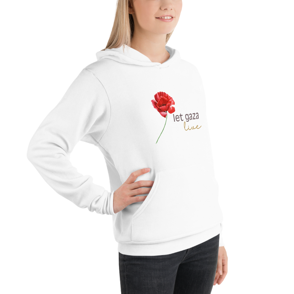 Let Gaza Live | Extra Soft Lightweight Hoodie - White, Sizes Small-2XL