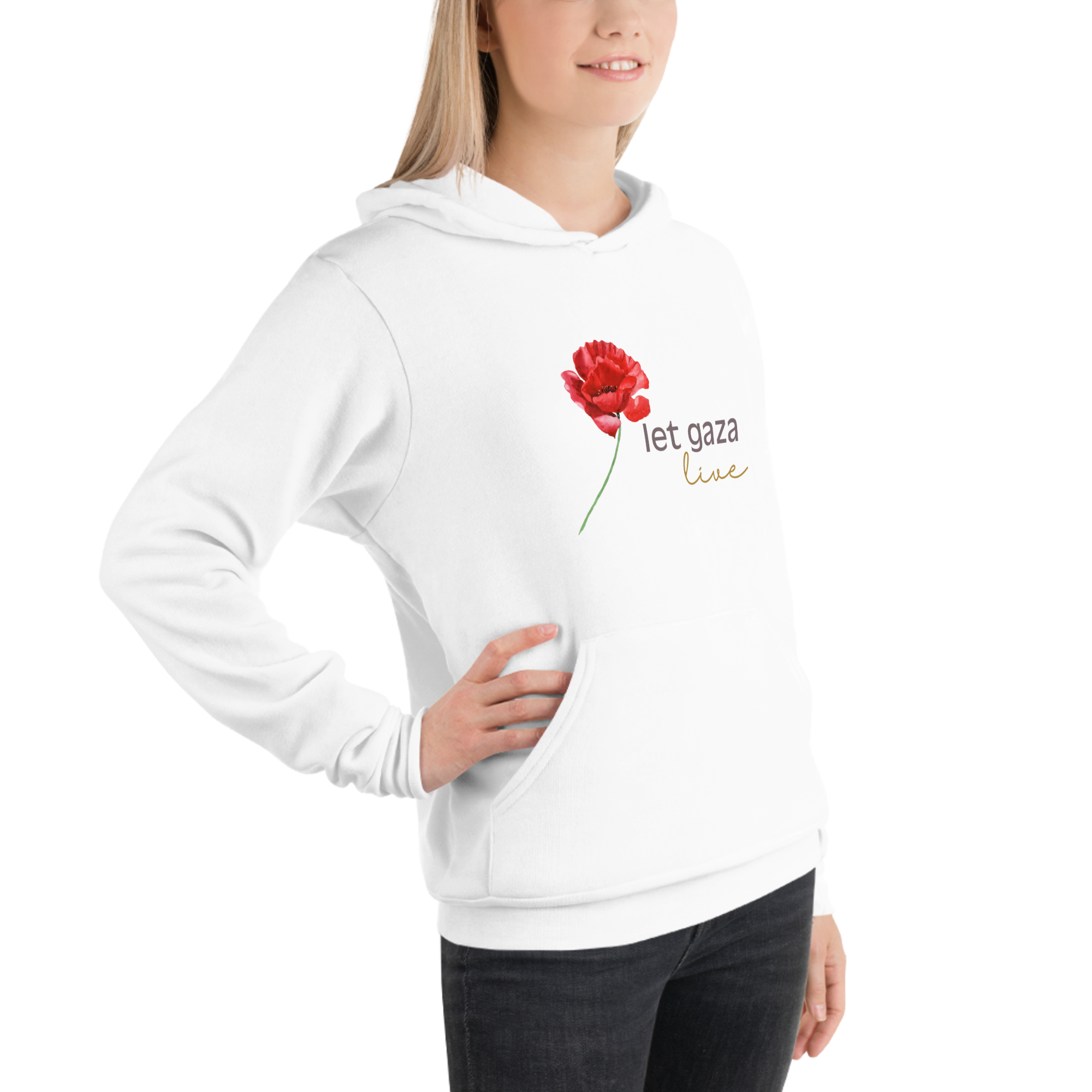 Let Gaza Live | Extra Soft Lightweight Hoodie - White, Sizes Small-2XL